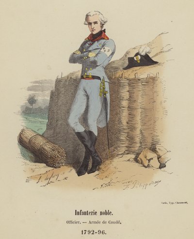 高貴な歩兵、将校、コンデ軍、1792年から96年 作： French School